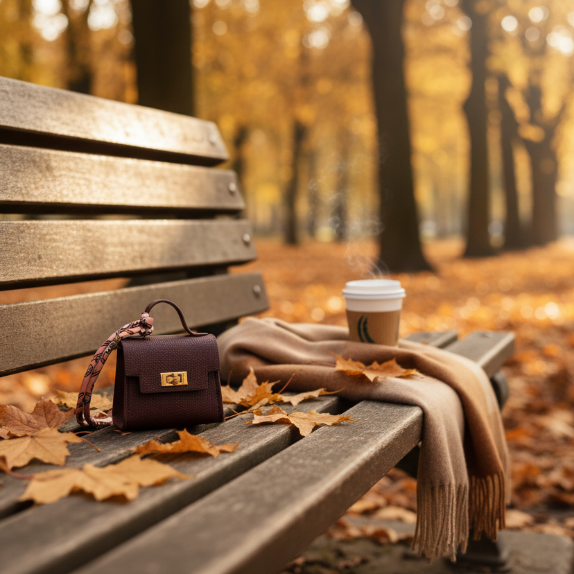 Burgundy structured mini bag with silk scarf handle — The Heirloom Mini Bag by It Bag Australia