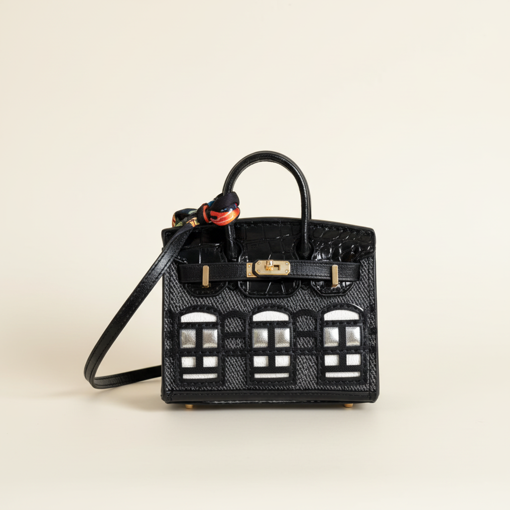 Black La petite maison bag on a clean studio background